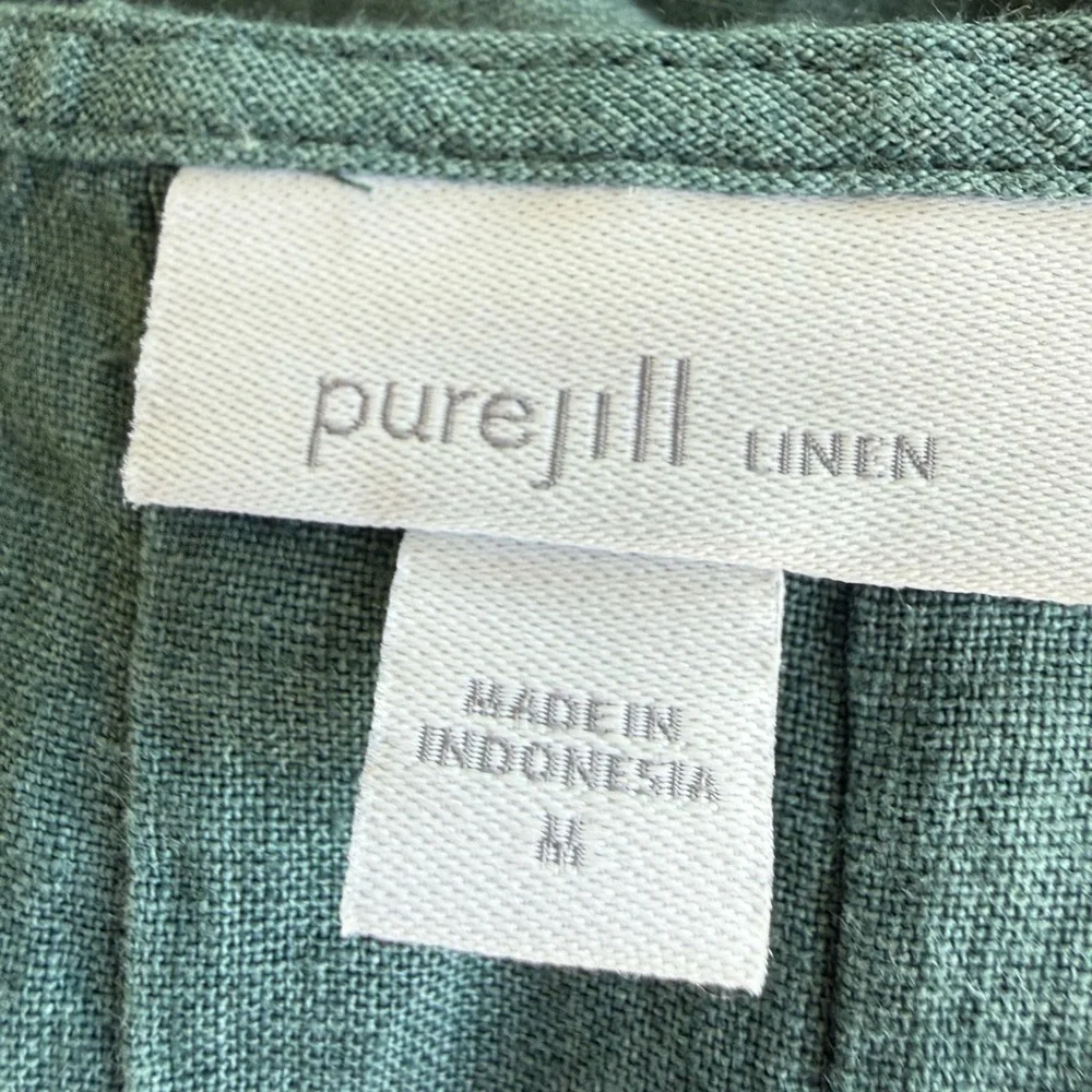 J Jill linen peacock colored maxi dress with pleated finish front & back. Size m - Picture 6 of 8